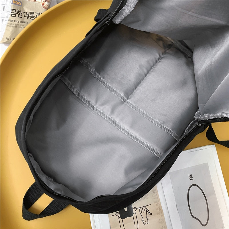 Girl Cool Travel Canvas Trendy Student Bag Female Kawaii College Backpack Fashion Women Book Bag Lady Cute Laptop Backpack Solid