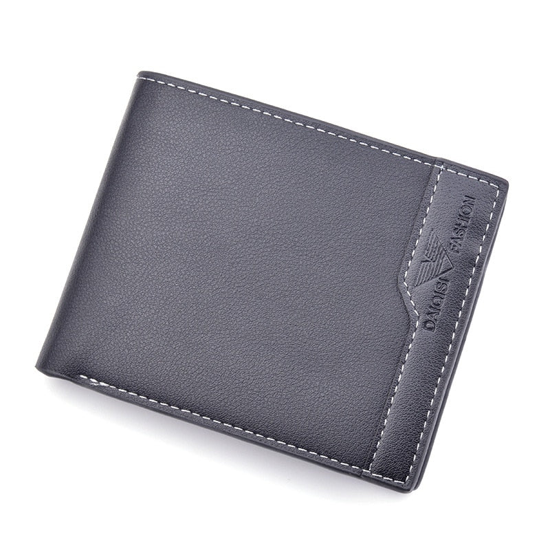 Casual Men's Wallets Leather Solid Luxury Wallet Men Pu Leather Slim Bifold Short Purses Credit Card Holder Business Male Purse