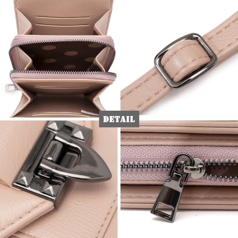 New Trend Messenger Bag For Women Shoulder Phone Wallet Crossbody Coin Purse Ladies PU Leather Hang Mobile Pocket Female Handbag