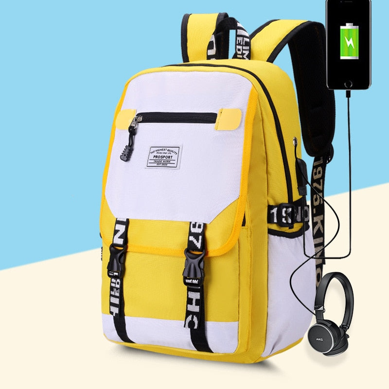 BPZMD Women girls School Backpacks Anti Theft USB Charge Backpack Waterproof Bagpack School Bags Teenage Travel Bag