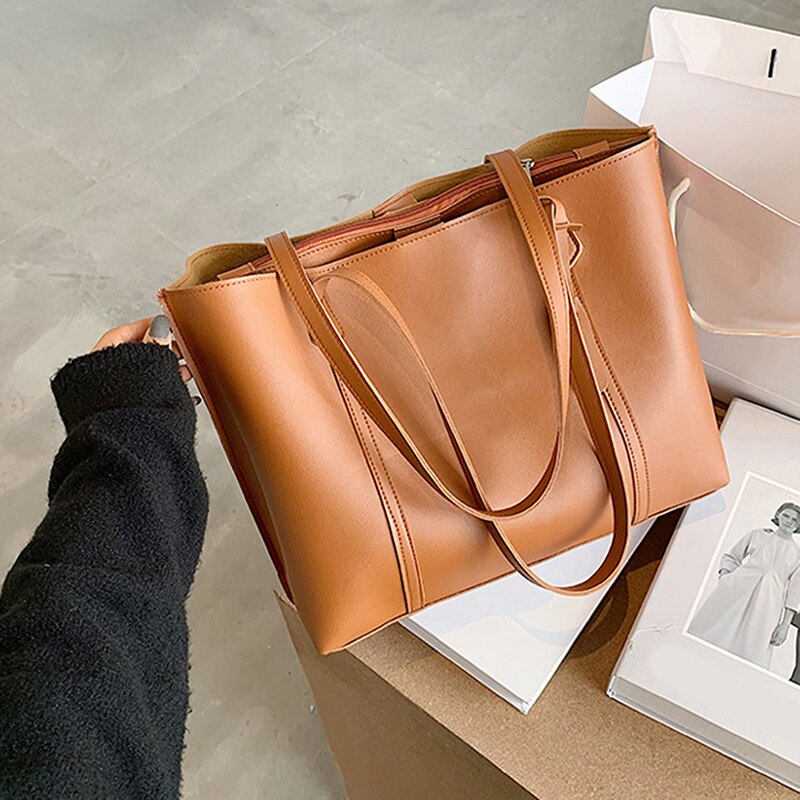 Women Leather Handbags Women's PU Tote Bag Large Capacity Female Shoulder Bags Solid Casual Women Bags Bolsas Femininas