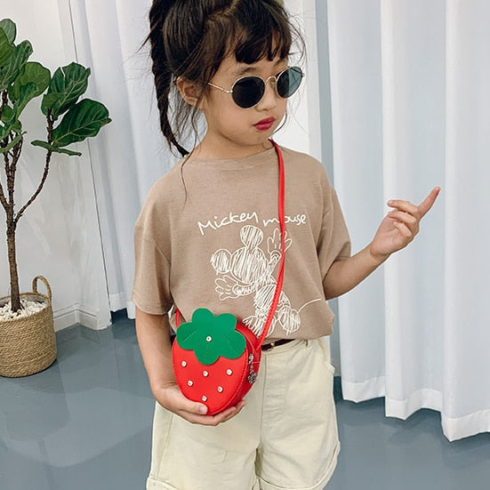 Lovely Children's PU Leather Red Messenger Bag Cute Girls Cartoon Shoulder Bags Princess Accessories Mini Coin Purse Handbags