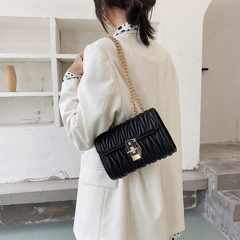 retro chain handbag new fashion high quality PU soft leather women's designer shoulder messenger bag