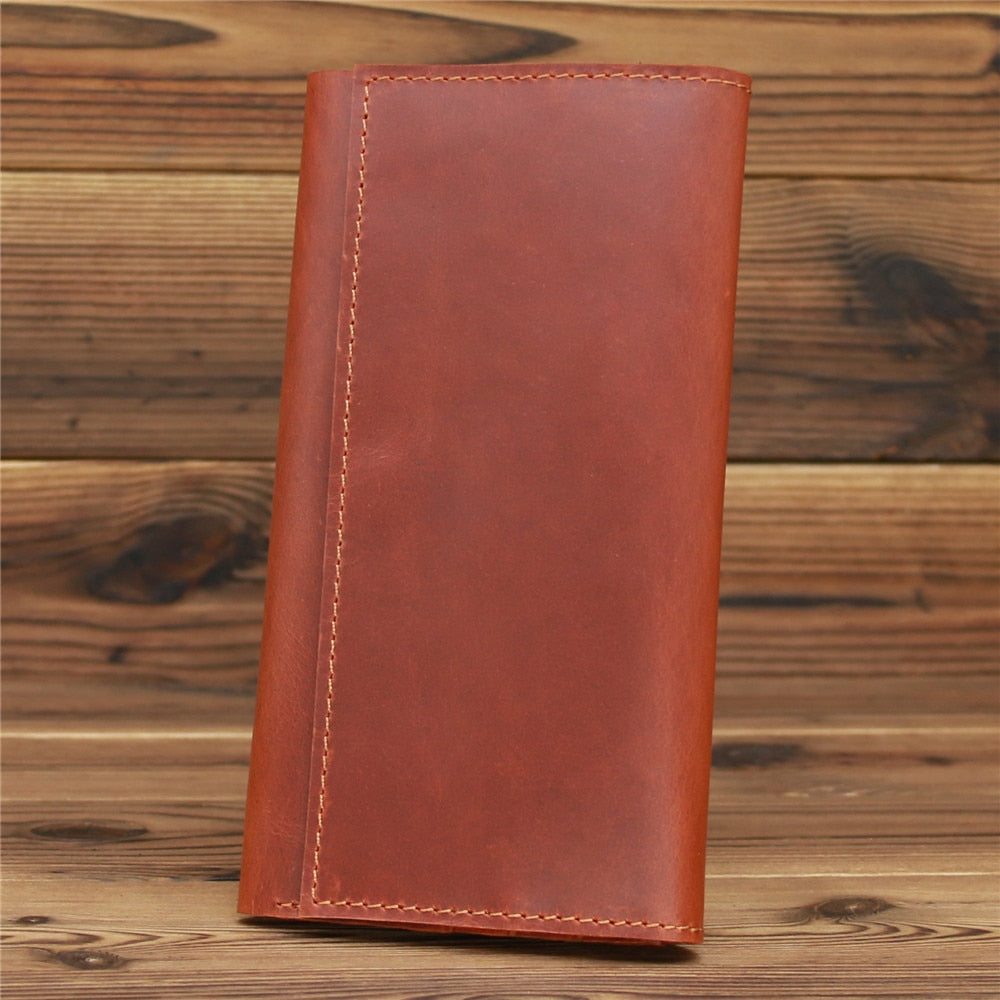 Vintage Men's Long Wallet Man Genuine Leather Purse Clutch Wallets First Layer Real Leather Multi-Card Retro Card Holder Wallets