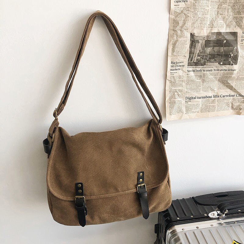 Messenger Bags Women Japanese Fashion Vintage Large Capacity Cross-body Canvas Bag Unisex All-match Shopping Students School New