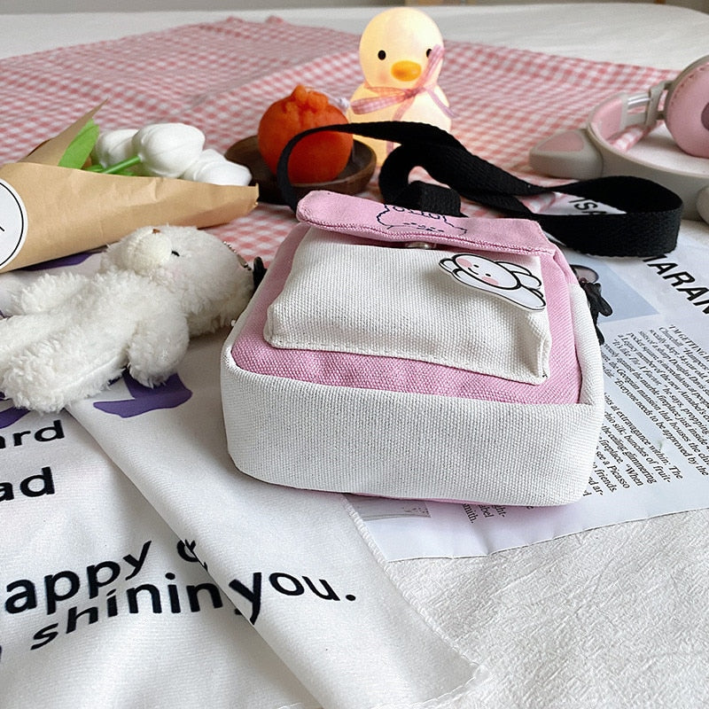 Canvas Shoulder Women's Bag Small Korean Fashion Messenger Crossbody Bag for Girl Students Cotton Cloth Female Handbags Bolsas