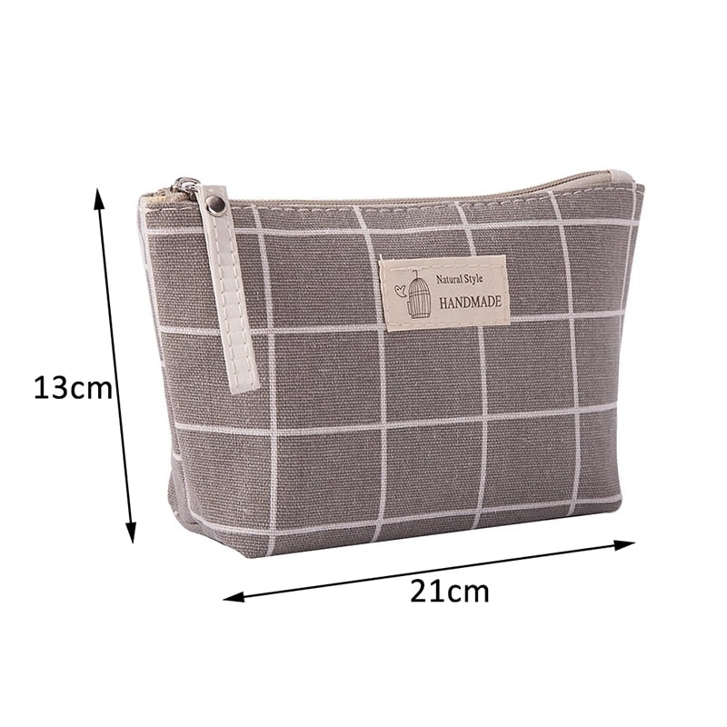 Women Plaid Makeup Bag Fashion Cotton Zipper Pouch Multipurpose for Women Travel Bath Cosmetic Bags Organizer Toiletry Wash Bag