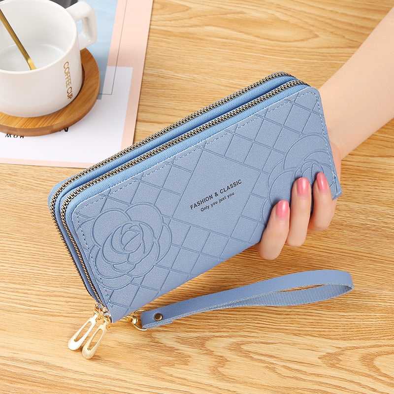 Women's wallet New Phone Purses Big Female Purse Leather Brand Retro Ladies Long Woman Wallets Card Clutch Double Zipper