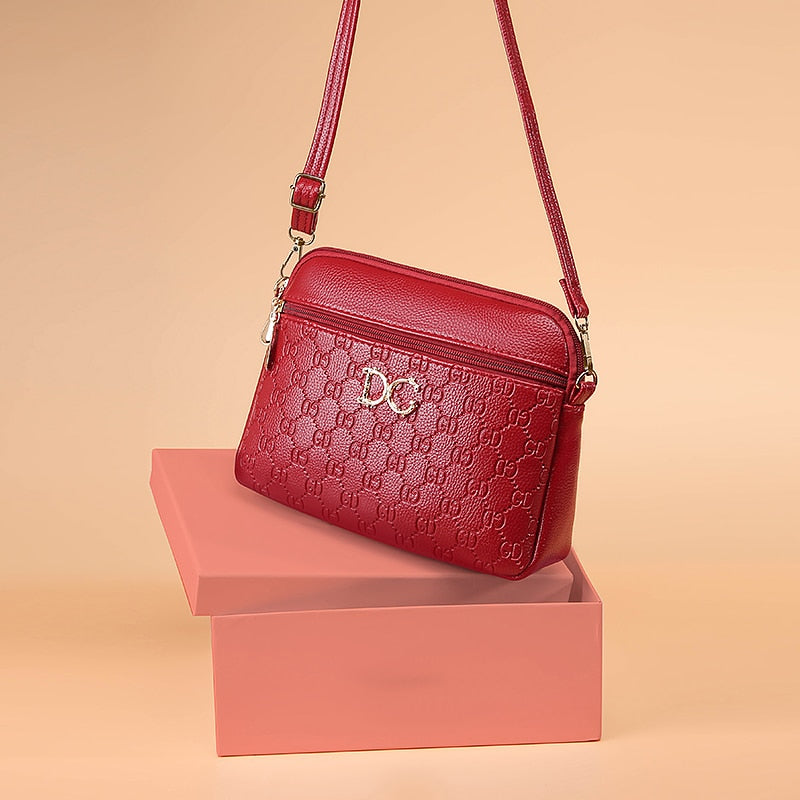 New Women's Net Red Small Round Fashion Lightweight Multi Side Versatile Single Shoulder Messenger Soft Leather Bag
