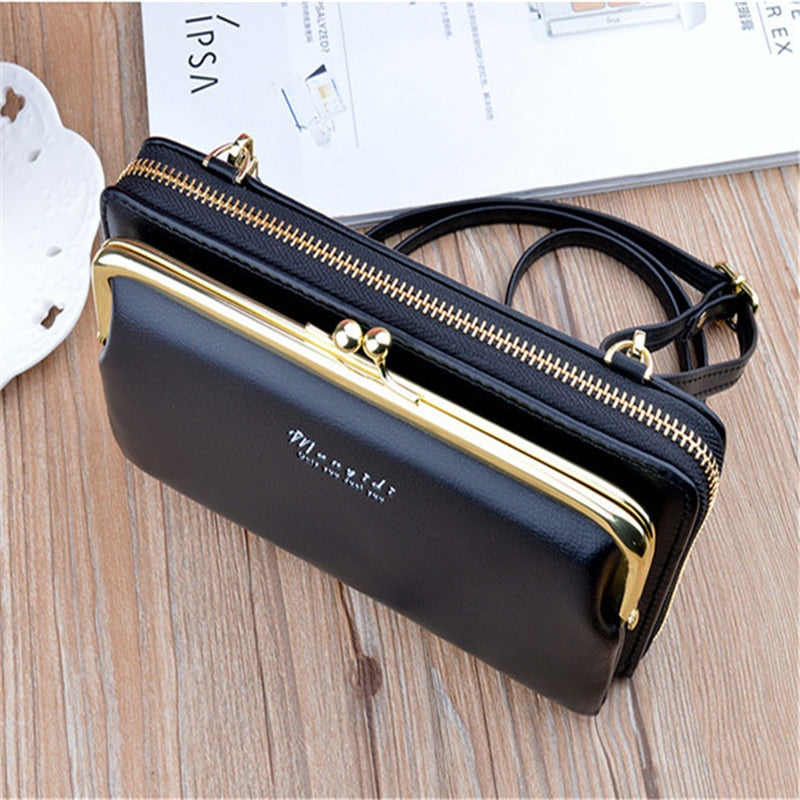Women Bag Big Screen Phone Bag Women's Wallet Long Zipper Shoulder Bag Fashion Messenger Bag Coin Purse Leather Crossbody Wallet