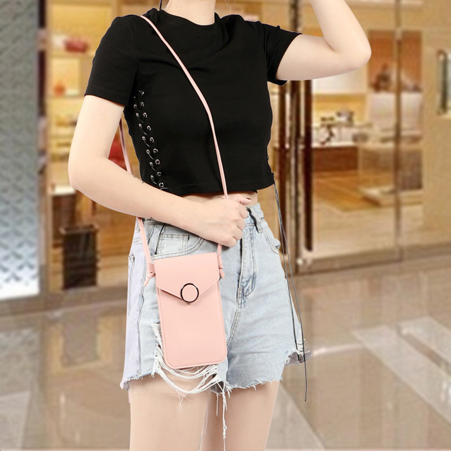 Touch Screen Cell Phone Purse Smartphone Wallet Leather Shoulder Strap Handbag Women Bag For Iphone Wallet Shoulder Bags