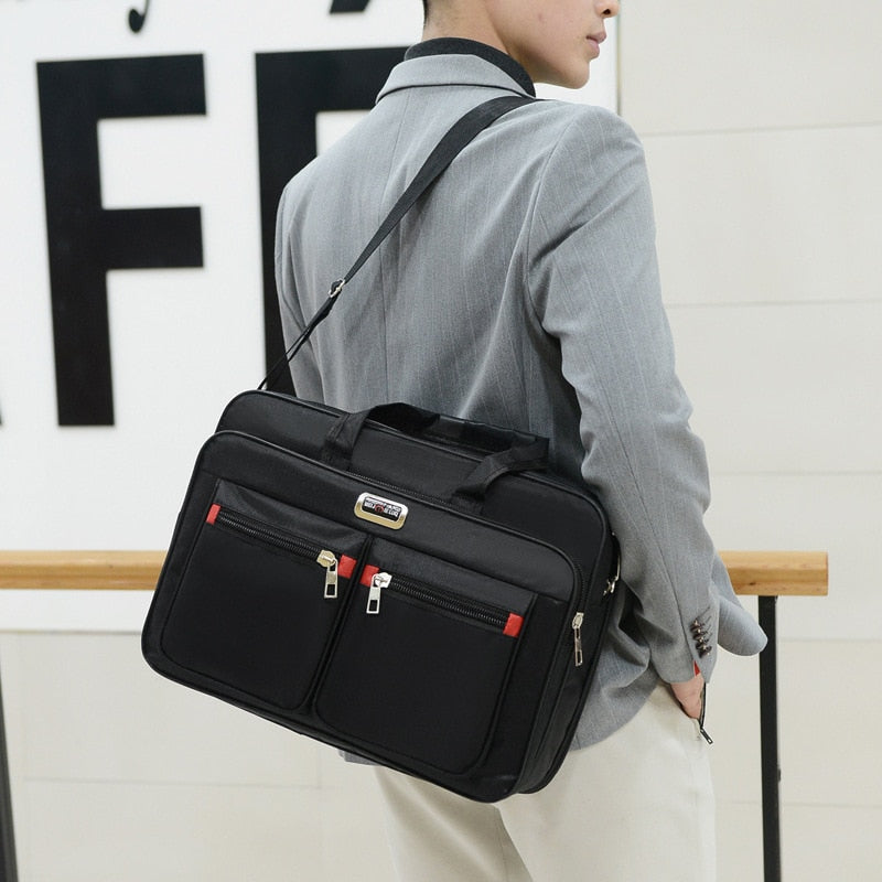Men's Oxford Cloth Laptop Bag Briefcase Office Lighten Stylish Crossbody Shoulder Travel Cell Phone Computer Zip Pouch Supplies
