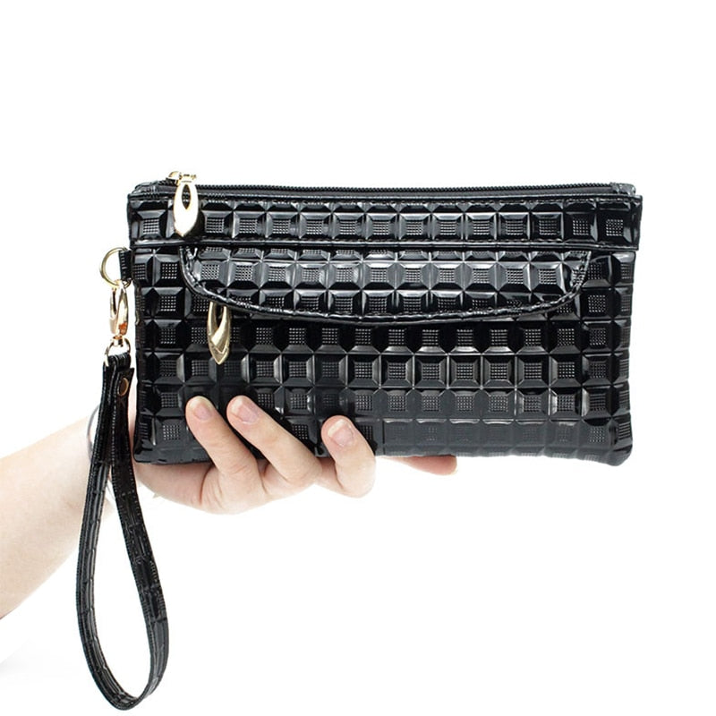 Red Black Leather Clutch Purse Women's Wallets Fallow Long Ladies Double Zipper Wallet Clutch Bag Party Design Crocodile Purses
