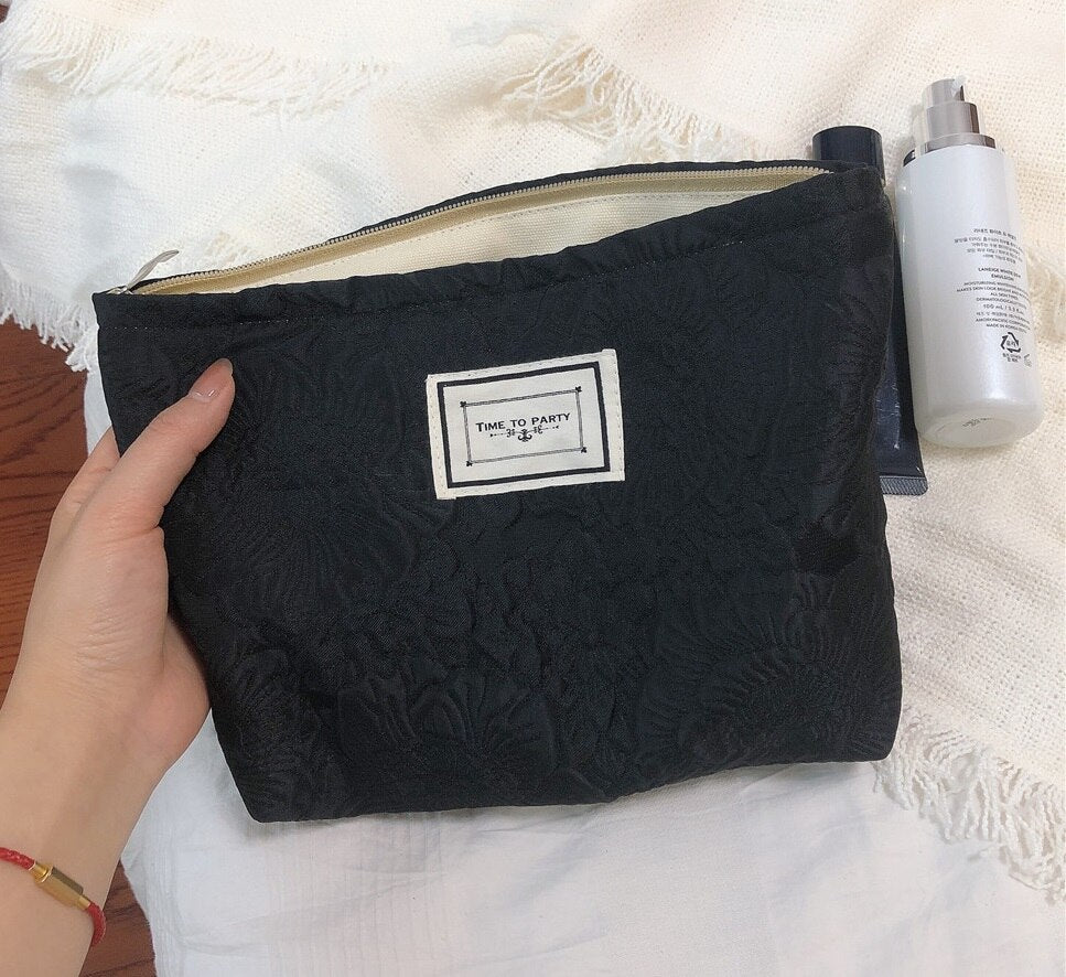 1Pcs Floral Cosmetic Bag Case Cotton Fabric Makeup Organizer Women Girl Necesserie Beauty Storage Case Large Travel Toiletry Bag
