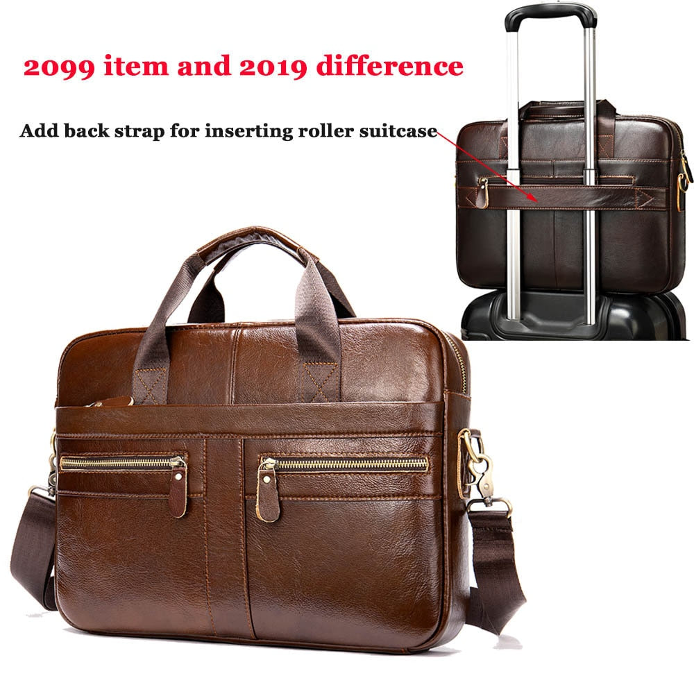 WESTAL Men's Bag Genuine Leather Men Briefcase for Laptop 14 Messenger Men's Leather Bag Business Portfolio for Document A4 7022