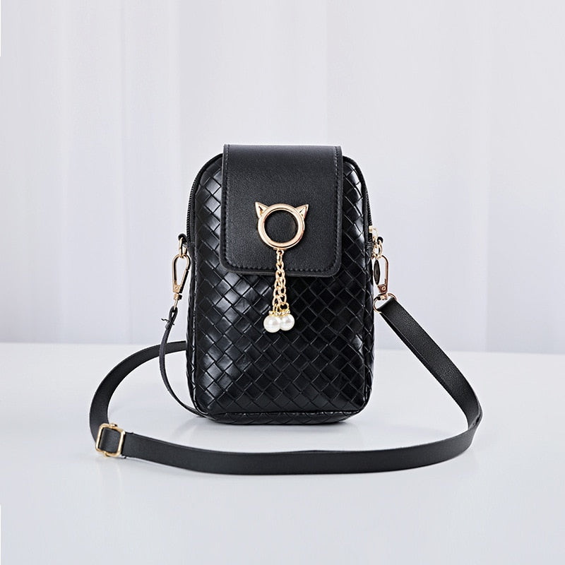 Spring Summer Mini Cross-body Mobile Phone Shoulder Bag Woven Pearl Tassel Cover-style Female Bag Shoulder Diagonal Bag