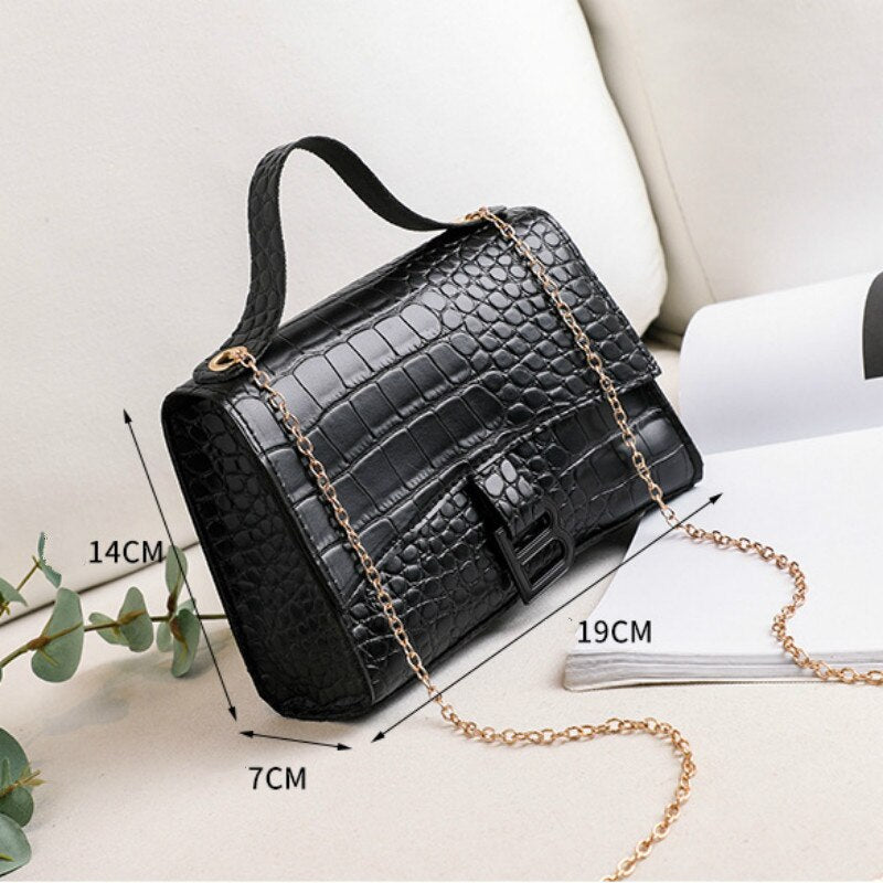 Hot Sale New Women Bags Fashion Crocodile Pattern Shoulder Bag PU Solid Color Small Square Bag Mobile Phone Coin Purse