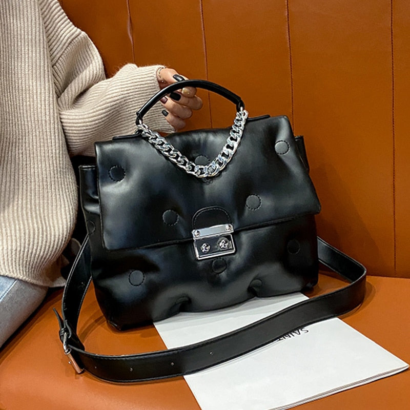 с доставкой Winter Retro Women's Shoulder padded quilted Bag luxury designer handbag Shopper Bags Space Pad Cotton Female