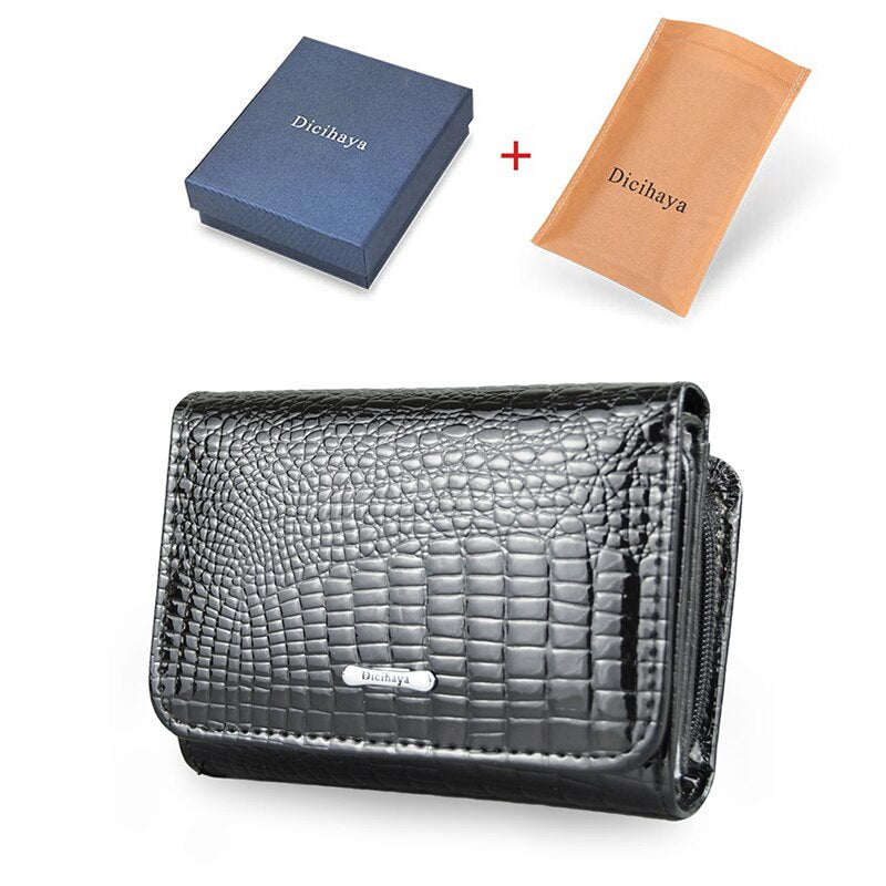 DICIHAYA Short Wallet Women Coin Wallets Red Coin Purse Genuine Leather Lady Zipper Design With Coin Purse Pockets Small Wallet