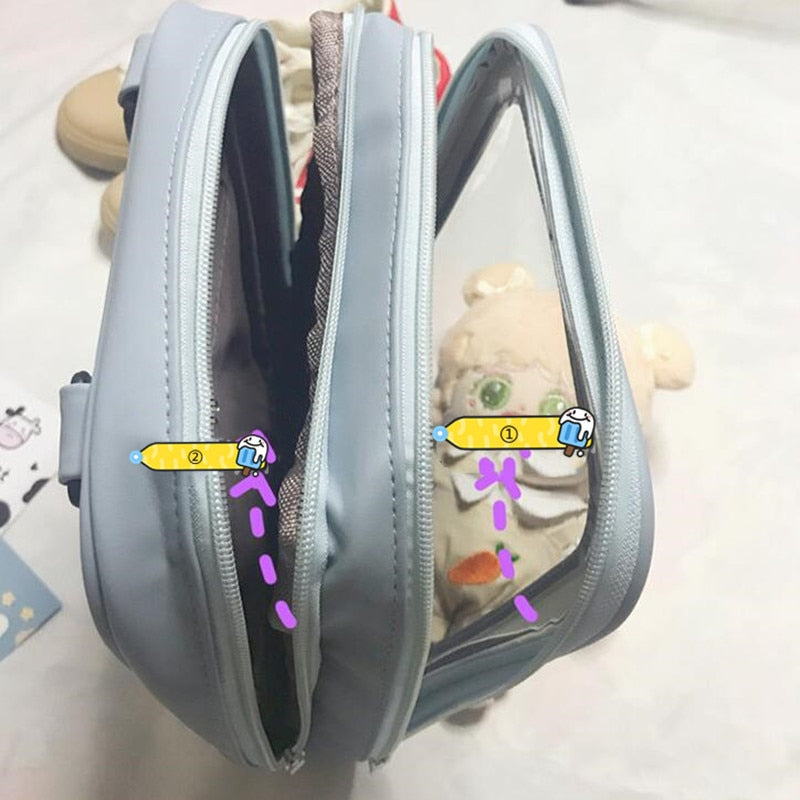 Cute Clear Kawaii Ita Bag Backpack Game Machine Style Transparent Rucksack Ita Shoulder Bag Bunny Girls Lolita Backpack H225