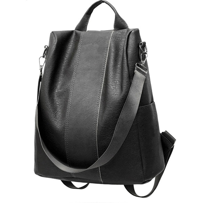 Large Capacity Shoulder Bags School Backpacks For Teenage Girl PU Leather Travel Shoulder Bag Black Bagpack