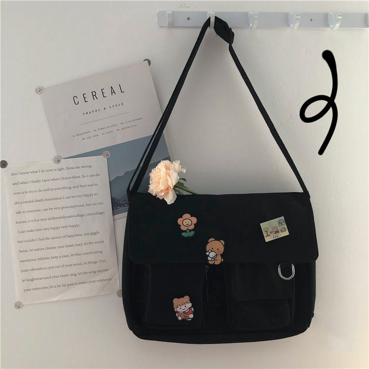 Crossbody Women's Bag Messenger Casual Canvas Fashion Shoulder Ladies Pouch Women Sweet Printed Cute Pendant Diagonal Female Bag