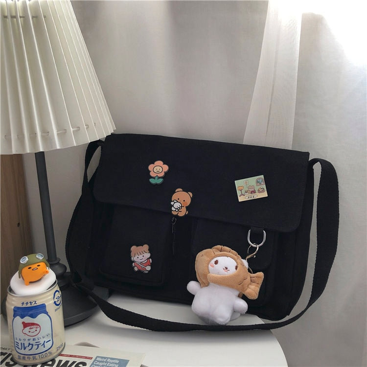 Crossbody Women's Bag Messenger Casual Canvas Fashion Shoulder Ladies Pouch Women Sweet Printed Cute Pendant Diagonal Female Bag