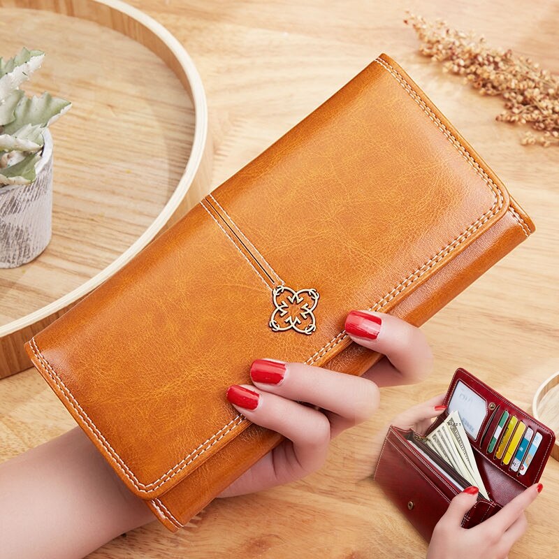 Women's wallet made of leather Wallets Three fold VINTAGE Womens purses mobile phone Purse Female Coin Purse Carteira Feminina