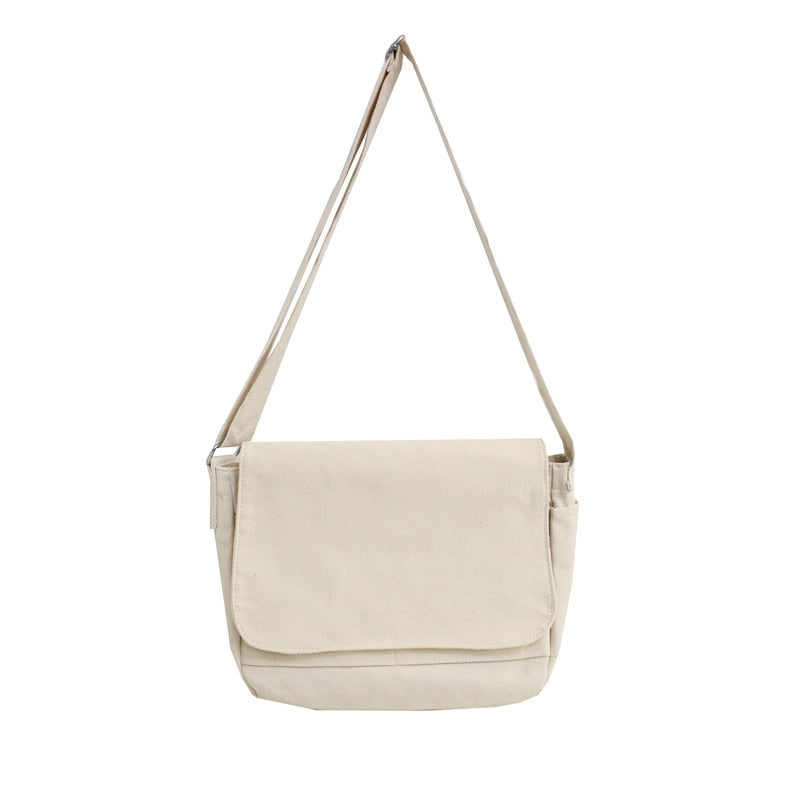 Japanese Canvas Shoulder Crossbody Bag for Women Cotton Cloth Big Lady Satchels Unisex Cross Body Bag Large Woman Messenger Bags
