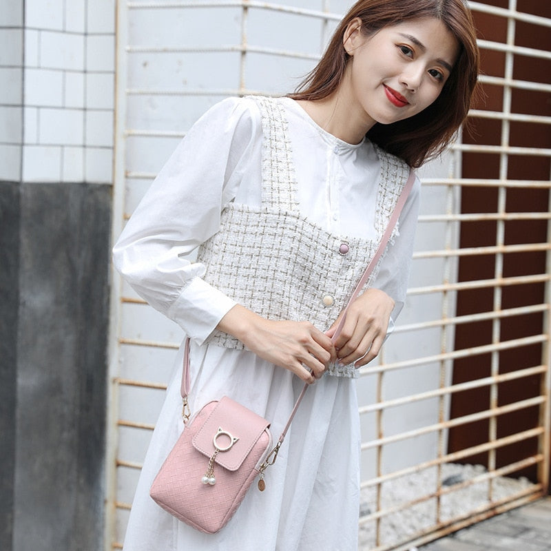 Spring Summer Mini Cross-body Mobile Phone Shoulder Bag Woven Pearl Tassel Cover-style Female Bag Shoulder Diagonal Bag