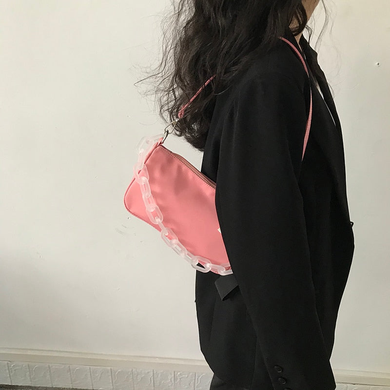 Shoulder Bags Solid Chain Fashion Women Handbags Baguette Crossbody Bag Zipper Female All-match Underarm Simple Elegant Leisure