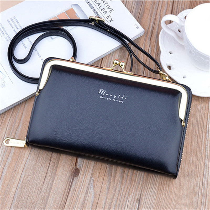 Women Bag Big Screen Phone Bag Women's Wallet Long Zipper Shoulder Bag Fashion Messenger Bag Coin Purse Leather Crossbody Wallet