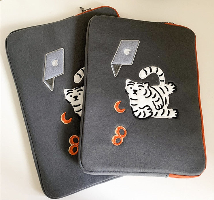 13 Inch Green Tiger Laptop Tablet Case For Macbook Ipad Pro Retina 9.7 10.8 11 14 15 15.6 inch Notebook Huawei Ipad Sleeve Bag