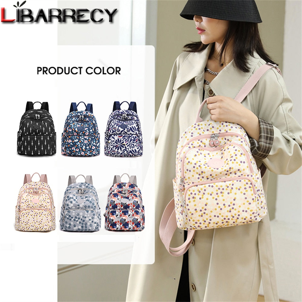 Fashion High Quality Nylon Women's Backpack New Flower Pattern Design Ladies Travel Backpack Shoulder Bag Mochilas De Mujer Sac