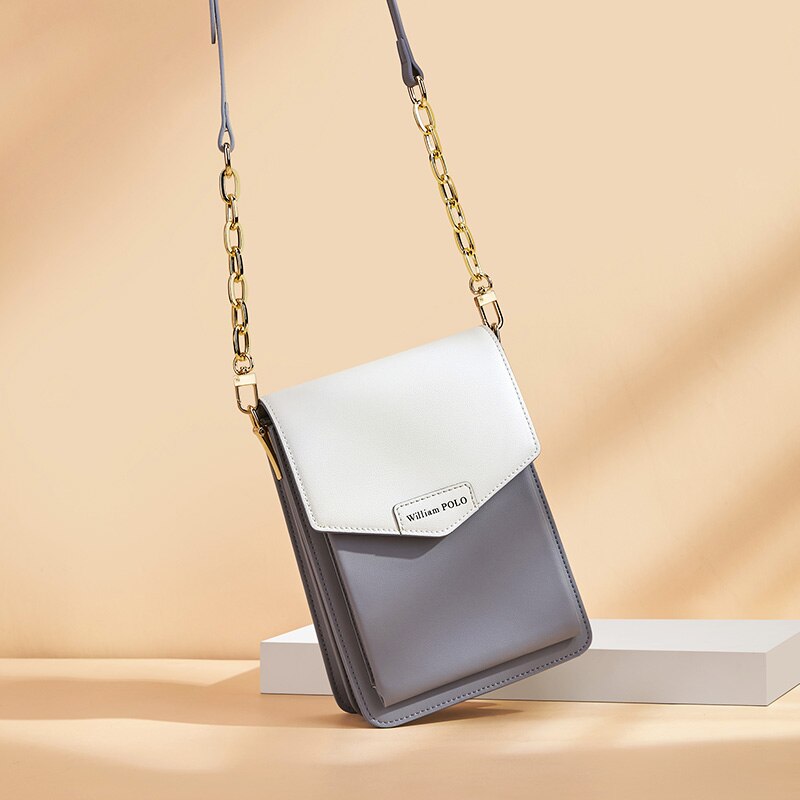 Mobile phone bag women cowhide bag women bag fashion trend single shoulder messenger bag wild new small square bag WILLIAMPOLO
