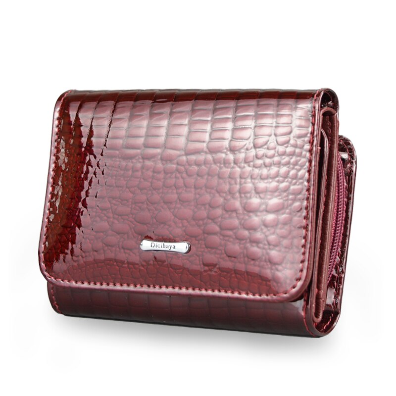 DICIHAYA Short Wallet Women Coin Wallets Red Coin Purse Genuine Leather Lady Zipper Design With Coin Purse Pockets Small Wallet