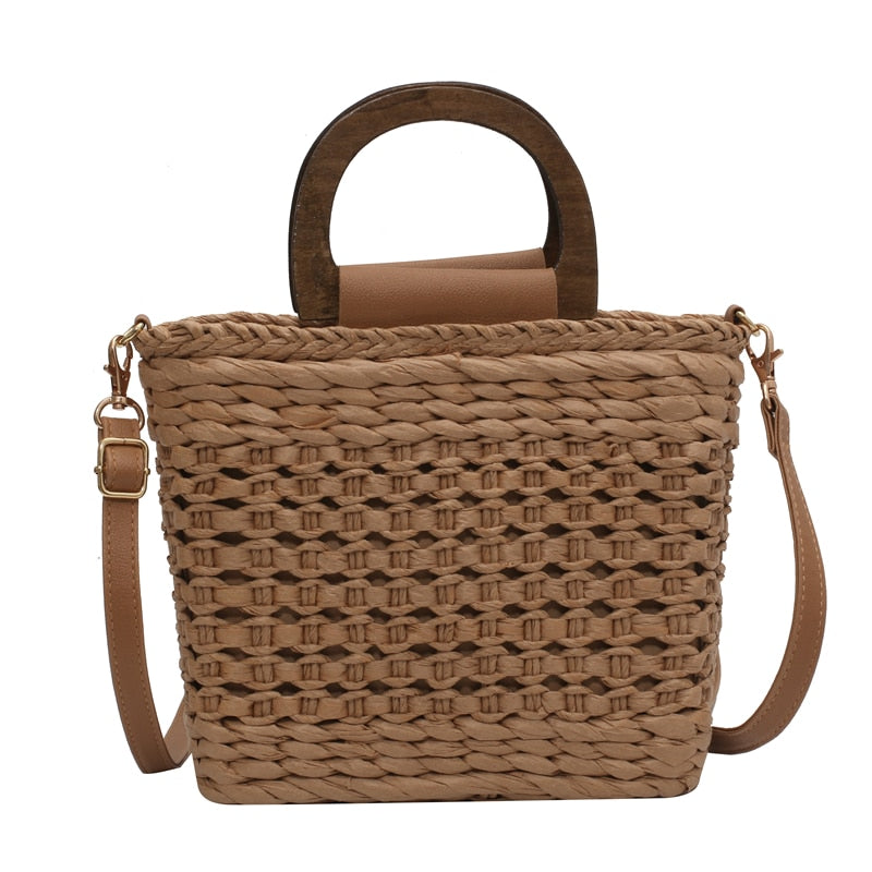 Women's Bag Trend Handbags Korean Straw Solid Color Beach Summer Vacation Fashion Designer Female Shoulder Crossbody Bags