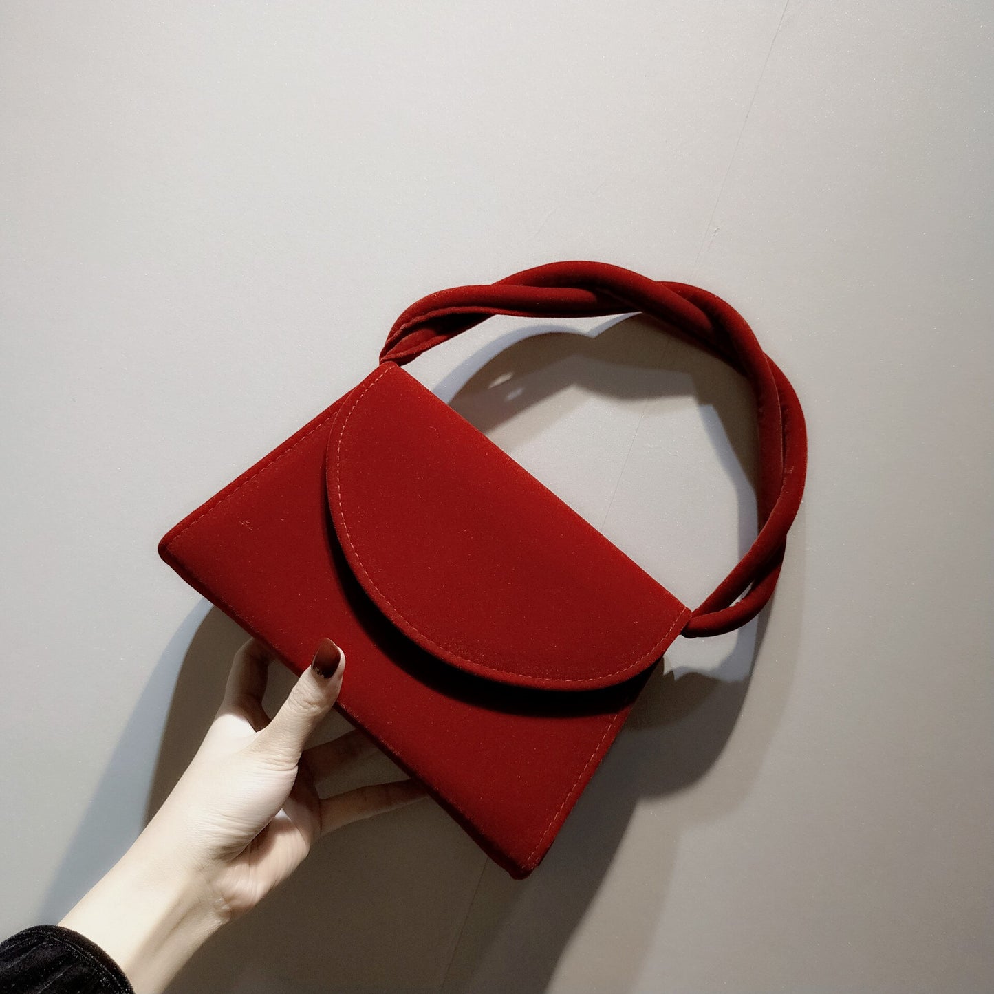 Velvet Portable Retro Small Square Bag Handbag Cross Bag Small Bag Shoulder Bag With Bag Banquet Women's Bag Purse