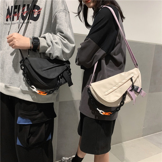MJ Fashion Nylon Crossbody Bag Unisex Shoulder Handbag Versatile Chain Messenger Bags High Capacity New Chest Packs