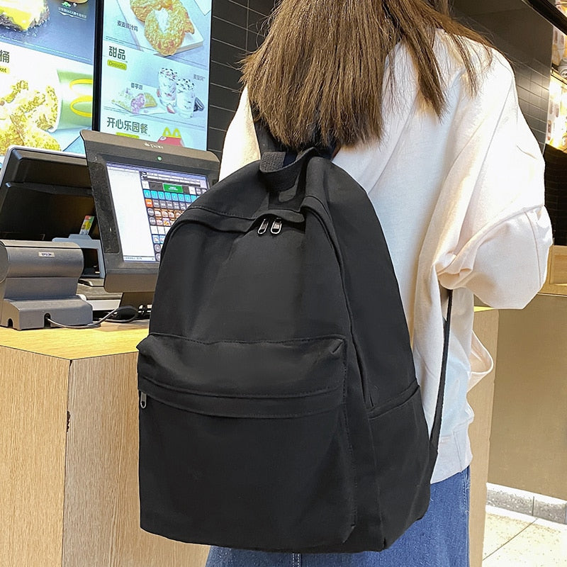 Girl Cool Travel Canvas Trendy Student Bag Female Kawaii College Backpack Fashion Women Book Bag Lady Cute Laptop Backpack Solid