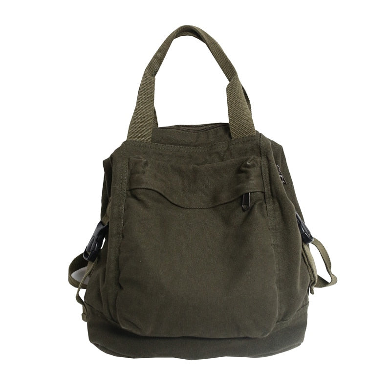School Bag Student Shoulders Large Capacity Khaki Backpack Fashion Canvas Backpacks Female College Teen Computer Bag Mochila