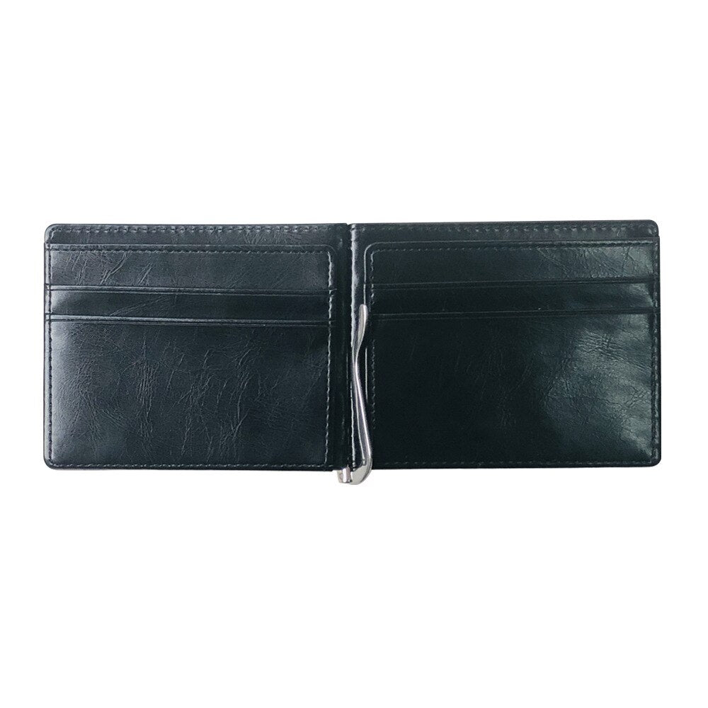 New arrival Slim Men's Leather Money Clip Wallet With Coin Pocket Bank Card Slots A Metal Clamp Cash Holder Purse For Man