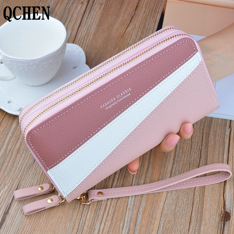 Women's Wallet Good Fashion Ladies Mobile Phone Long New Coin Card Money Color Matching Double Zipper in Hand Strap Features 580