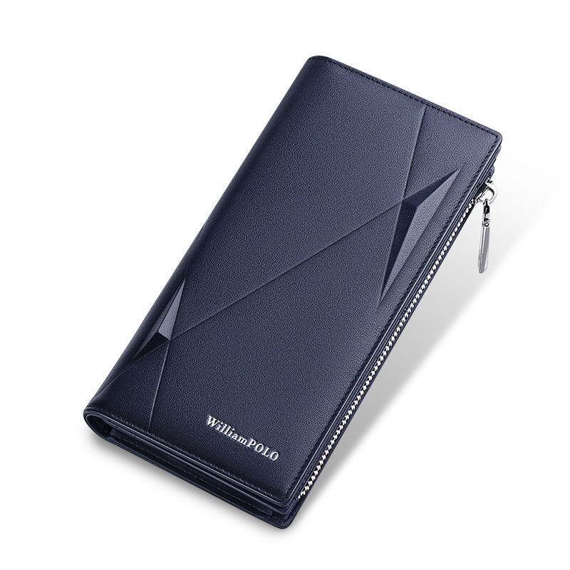 WilliamPOLO Male Genuine Leather Wallets Men Wallet Credit Business Card Holders Fashion Mobile Phone Bag zipper Purse Handbag