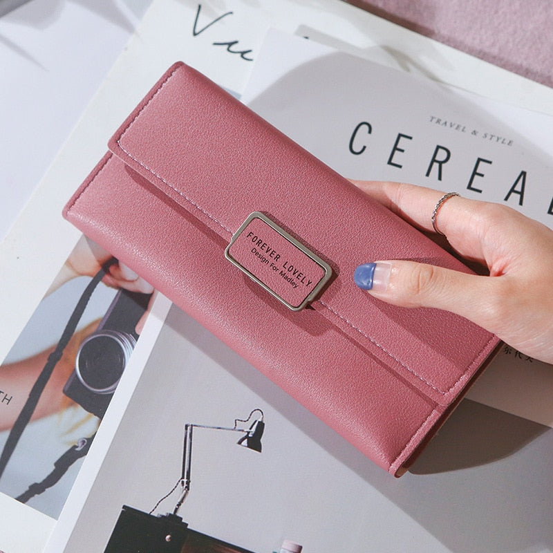Women Long Wallets Luxury Girl PU Leather Money Pocket Card Holder Female Phone Bag Coin Purse Multi-card Position Zipper Bag