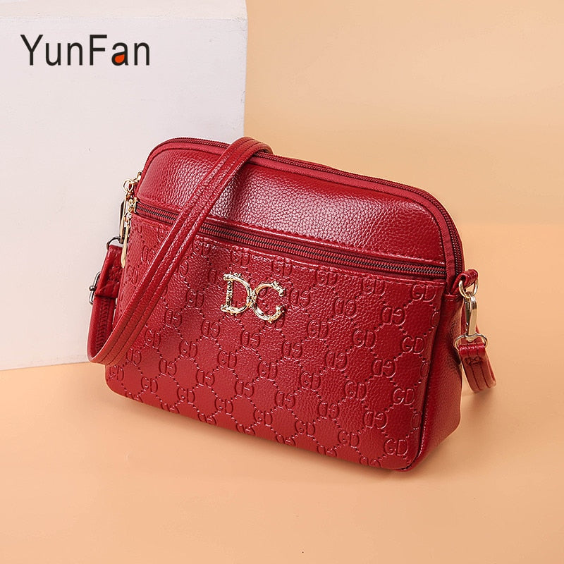 New Women's Net Red Small Round Fashion Lightweight Multi Side Versatile Single Shoulder Messenger Soft Leather Bag