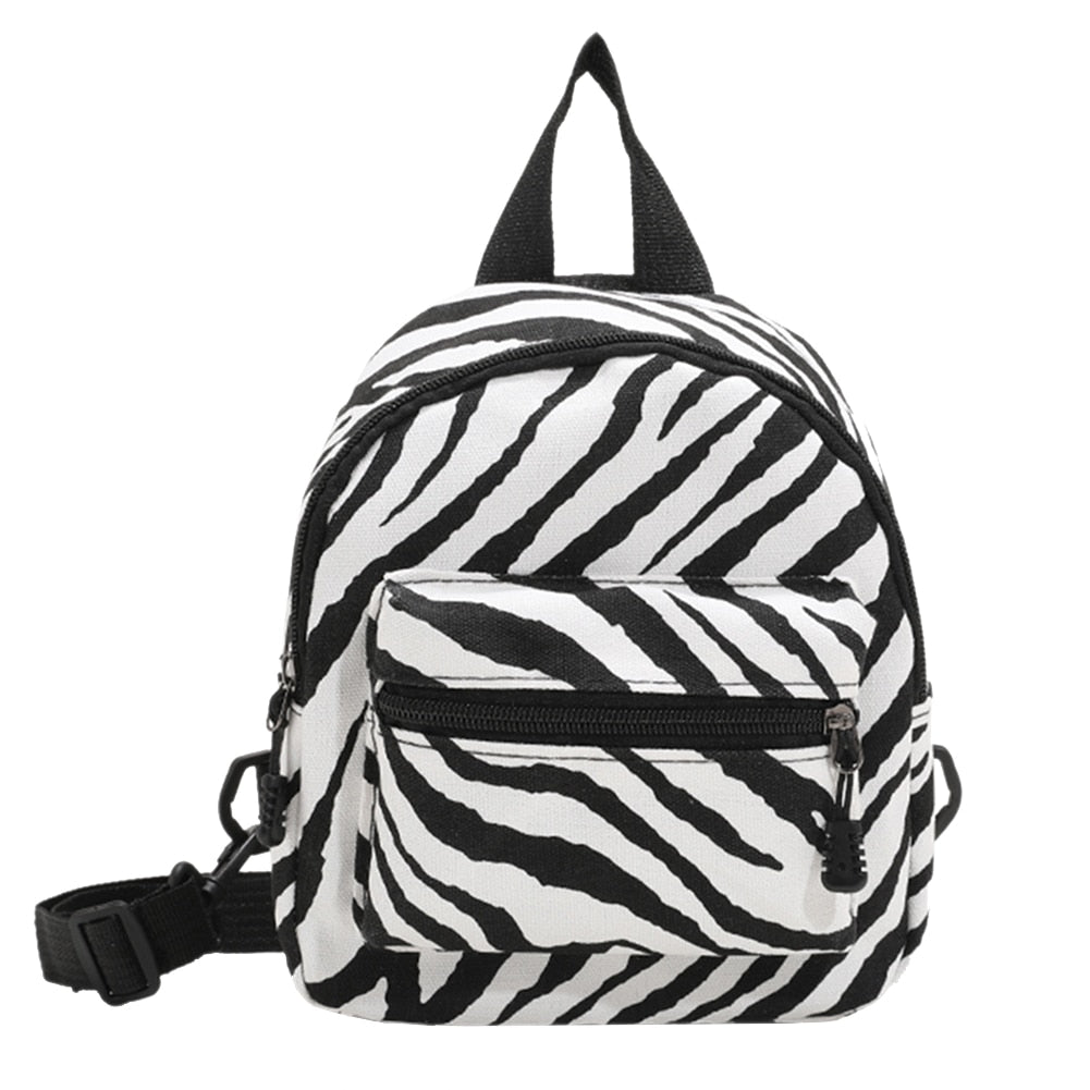 Canvas Zebra Print Backpacks for Women Fashion Winter Casual Style Ladies Backpack Large Knapsacks School Bag