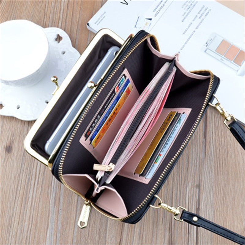 Women Bag Big Screen Phone Bag Women's Wallet Long Zipper Shoulder Bag Fashion Messenger Bag Coin Purse Leather Crossbody Wallet