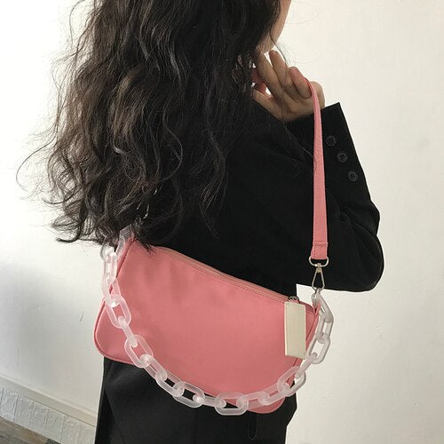 Shoulder Bags Solid Chain Fashion Women Handbags Baguette Crossbody Bag Zipper Female All-match Underarm Simple Elegant Leisure