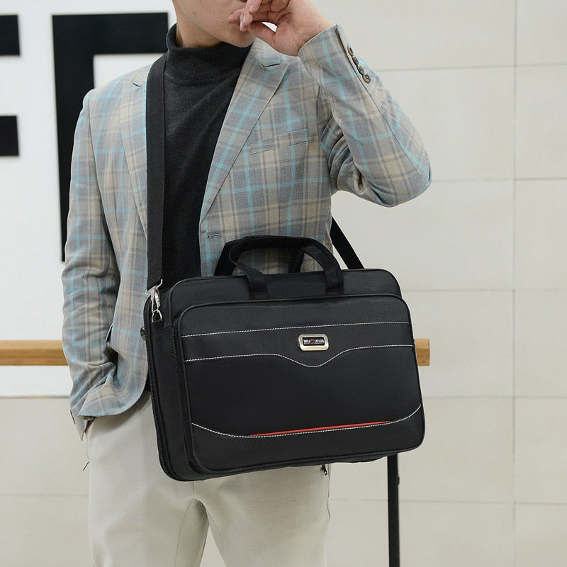 Men's Oxford Cloth Laptop Bag Briefcase Office Lighten Stylish Crossbody Shoulder Travel Cell Phone Computer Zip Pouch Supplies